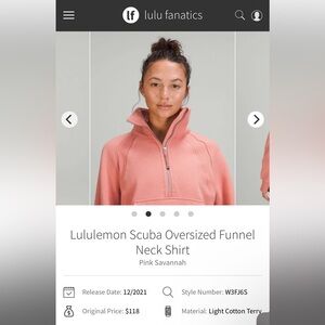 Lululemon Scuba Oversized Funnel Neck Size XL/XXL in Pink Savannah